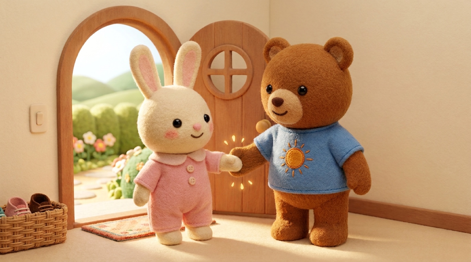 Tuck and Park holding hands together outdoors
