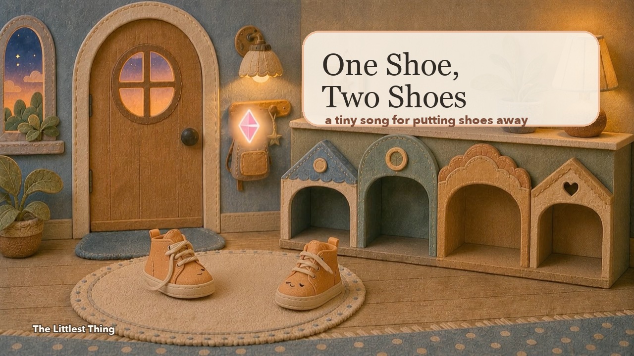 A pair of little shoes side by side in their home